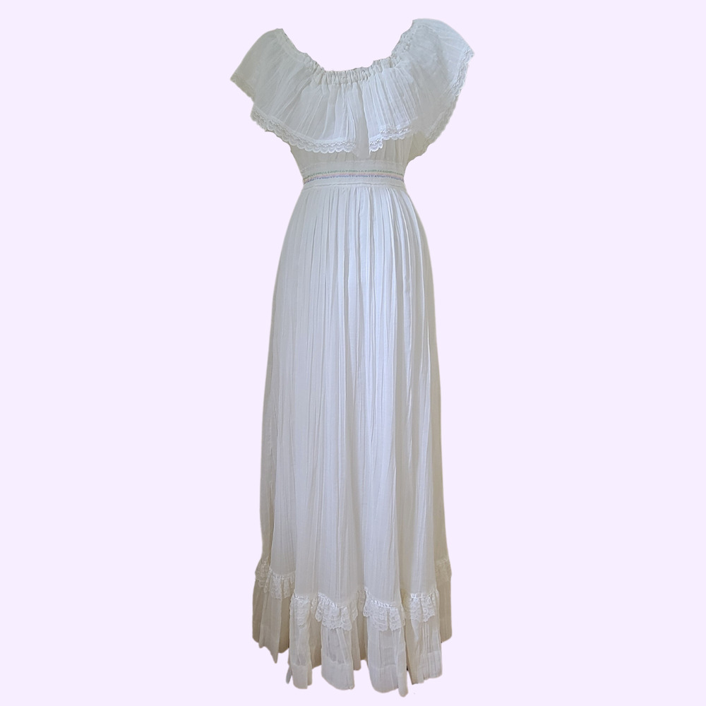 White Vintage Prairie Gunne Sax Dress
